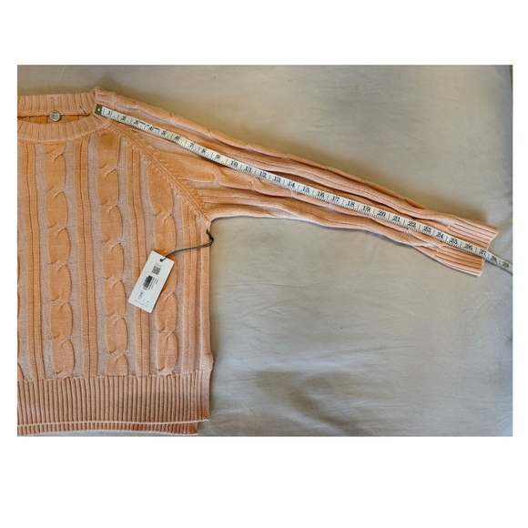 NWT Margaret O’Leary Cable Knit Crewneck Sweater – Peach, Size S - Picture 12 of 13